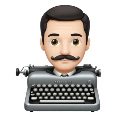 moustache man with vintage typewriter sticker