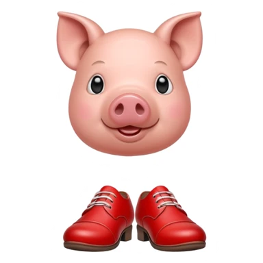 Pig tying red shoes sticker