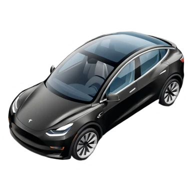 A Tesla Model Y parallel parking in front of a store, from above sticker