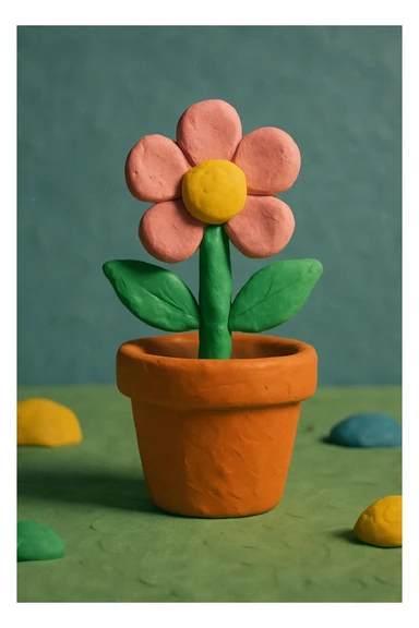 flowerpot 3D claymation style sticker