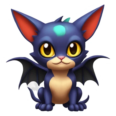 Cool Cute Edgy Chibi Bat-Cat-Noivern-Noibat-Litten-Pokémon-Fakémon-hybrid sticker