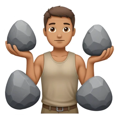 Guy carrying 3 rocks sticker