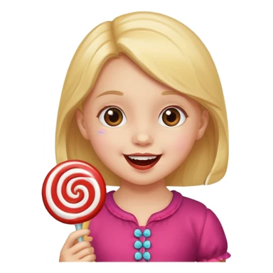 little girl eating candy sticker