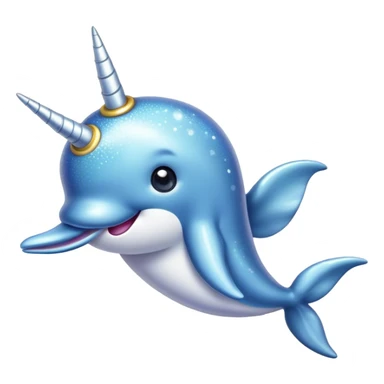 Cinematic Cute Narwhal Portrait Emoji, Head tilted playfully and inquisitively, with a glossy, shimmering body highlighted by its iconic tusk and sparkling eyes filled with wonder, Simplified yet irresistibly adorable features, highly detailed, glowing with a warm, friendly glow, high shine, affectionate and lively, stylized with a touch of whimsical charm, bright and endearing, soft glowing outline, capturing the essence of a mischievous marine marvel that feels like it could frolic out of the screen into your heart! sticker