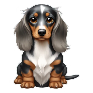 isabella tan dapple dachshund long hair with white chest and paws sticker