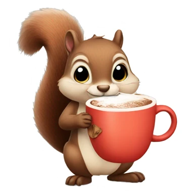 Squirrel holding hot cocoa sticker