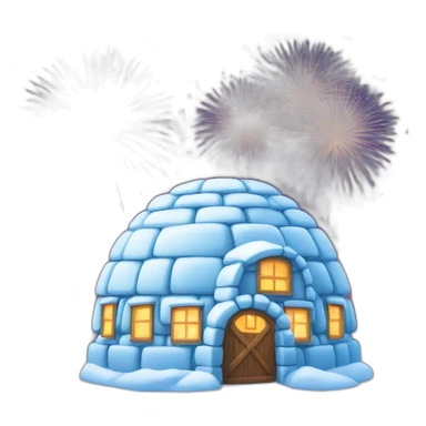 igloo with celebration fireworks sticker