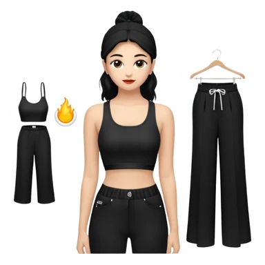 Siyah uzun saçlı siyah ceket  polar ceket ceket gevşek biraz omzundan çıkıyormuş gibi ve bugday ten rengi soltaraftaki omzundan çıkık sadece içinde de siyah crop var crop açık esmer esmer sticker