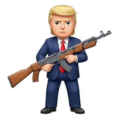 Donald trump cartoon with an ak47 sticker