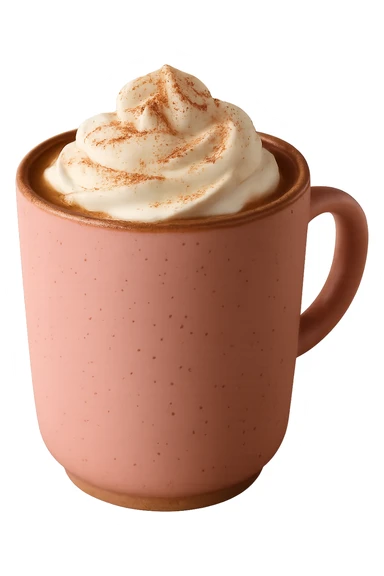 cozy hot chocolate with whipped cream and cinnamon pink, remove background sticker