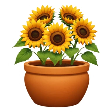 sun flowers in a clay pot sticker