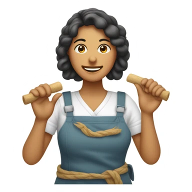 mujer tejiendo sticker