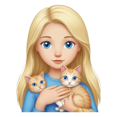 blond girl with long hair and blue eyes and a cat in her arms sticker