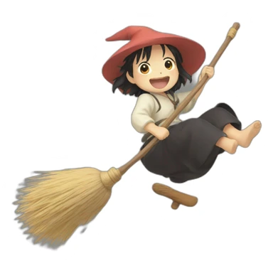 Kiki from studio ghibli riding flying  broom sticker