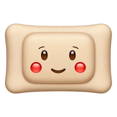 single adhesive bandage in light beige tone, rectangular with rounded edges, small padded center, slightly textured surface, subtle perforation dots on each end, positioned flat, no skin or wound, soft lighting, subtle shadows, emoji scale sticker