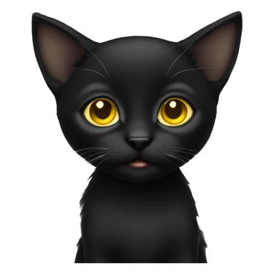 Black kitten with yellow eyes  sticker
