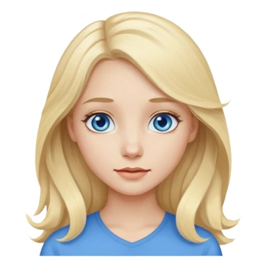 A pale girl with blue eyes and blonde and long slightly wavy hair  sticker