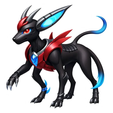 Shiny Gothic Exotic Futuristic Houndoom-Genesect-Pokémon-Fakémon-hybrid-creature sticker