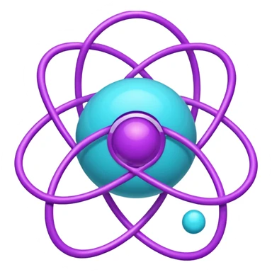 minimalistic atom, neon purple (#8B5CF6) and cyan (#00E0FF), representing Atom team creativity and innovation, clean tech design sticker