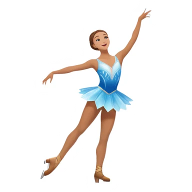 An icon showing a graceful figure skater performing a spin on the ice in a grand ice palace. The rink is illuminated by soft light beams, with cheering spectators in the stands. Snowflakes gently fall, adding to the magical atmosphere. Transparent background highlights elegance and artistry. sticker