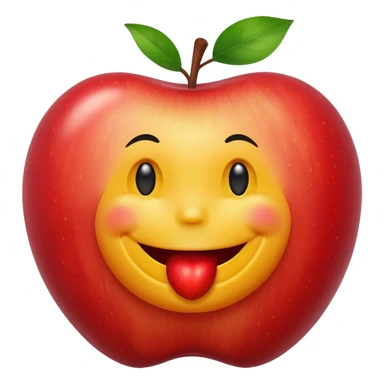 smiley face eats apple sticker