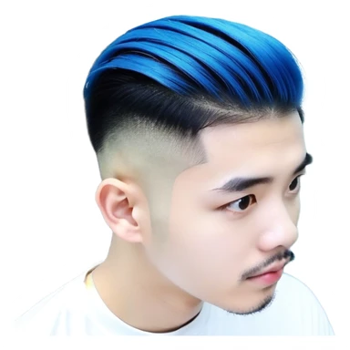 Nam 15 tuổi, da trắng, tóc under cut màu xanh lá cây vuốt ngược ra sau, mắt đen, áo khoác da màu cam , bên trong mặc áo cộc tay màu trắng, mặt ngầu sticker