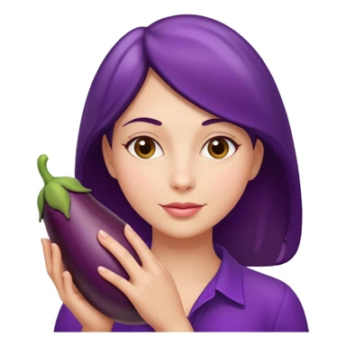 Naked woman with hand around eggplant  sticker