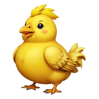 Fat chocobo from Final Fantasy, round plump yellow bird sitting sticker