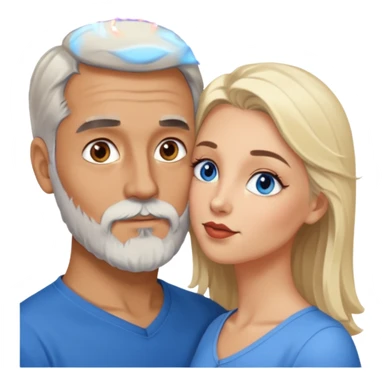 Man with hazel eyes and gray beard kissing blonde blue-eyed  woman sticker