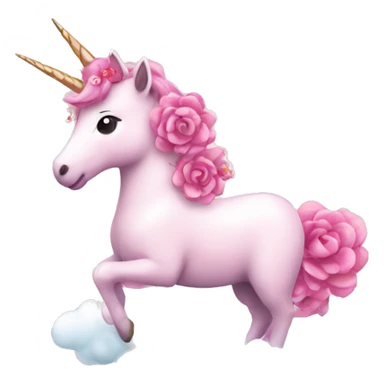 Pink unicorn with flowers on a white cloud  sticker