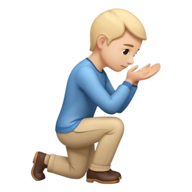 3D emoji style person bowing, respectful angle, centered, soft shadow, white background. sticker