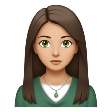 Pretty middle age woman with green eyes and long straight Ash-brown hair  sticker