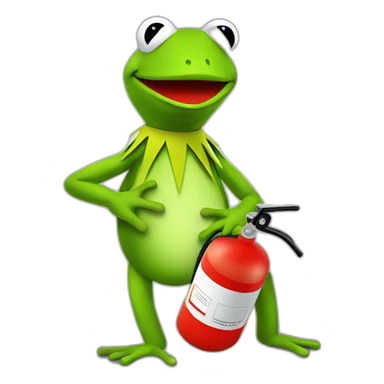 kermit frog holding fire extinguisher sticker