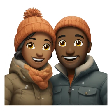 happy couple outdoors in snow sticker