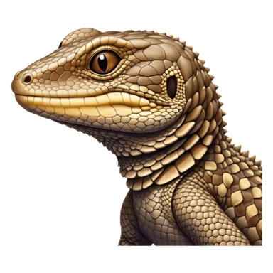 Meme-Worthy cute Sleeping brown camo spotted monitor Lizard Portrait Emoji, Head resting peacefully with a contented smile, showcasing intricately patterned scales and eyes gently closed in serene slumber, Simplified yet comically adorable features, highly detailed, glowing with a soft, drowsy earthy light, high shine, relaxed and utterly lovable, stylized with an air of playful laziness, bright and heartwarming, soft glowing outline, capturing the essence of a sleeping reptilian guardian that feels destined to become the next viral icon of adorable rest! sticker