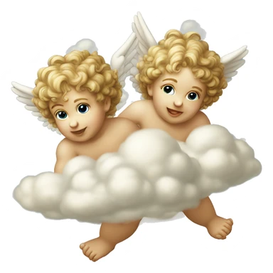 Twin cherubs on clouds Renaissance  sticker