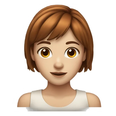 A girl with fair skin, brown eyes, freckles, auburn hair and bangs sticker