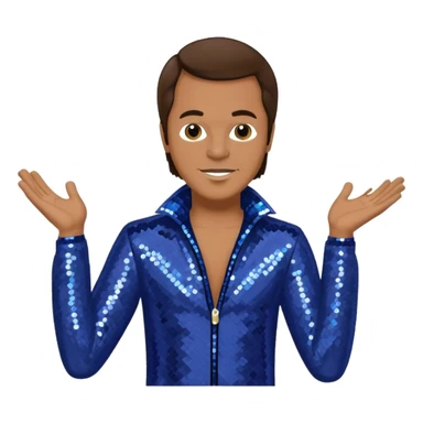 Harry Wayne Casey aka KC, Funk Singer (b.1951) from KC and the Sunshine Band with medium brown hair, indigo sequin disco outfit sticker