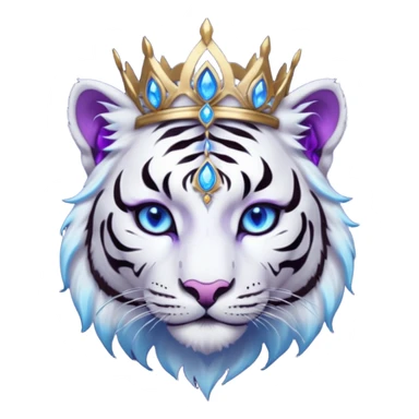 ESO Female white/black tiger khajiit leader of the umbral rose, glowing blue eyes, glowing blue 'third eye' gem; purple gem silver tiara sticker