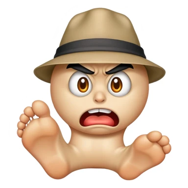 Angry foot with a hat sticker