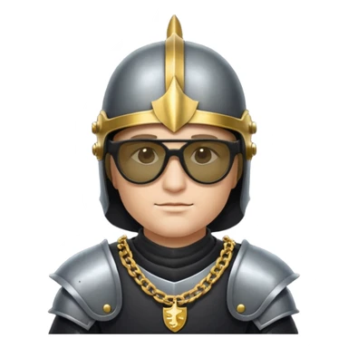 Knight helmet gold chain dark glasses money sticker