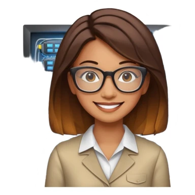 a woman developer in a big mainframe computer sticker