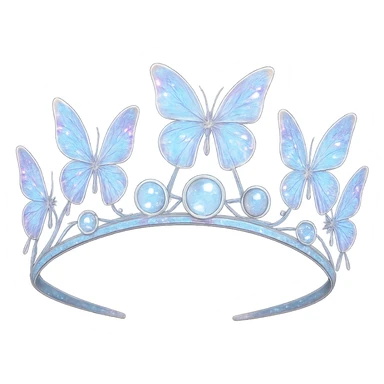 butterfly crown in opal with iridescent butterflies and moonstone gems, magical and dreamy sticker