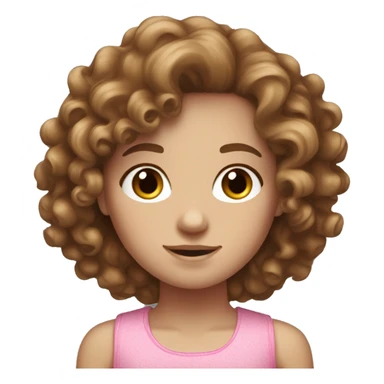 Curly brown hair white girl with freckles and pink top  sticker