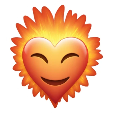 radiating heart glowing red-orange warmth sticker