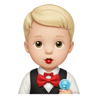 baby guy, with pacifier, wearing pastor custome, red bow tie sticker