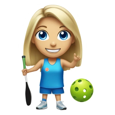smiling girl with blue eyes playing Pickleball sticker