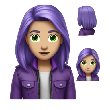 Mal from Descendants (white skin, long straight purple hair, green eyes, purple leather jacket) sticker