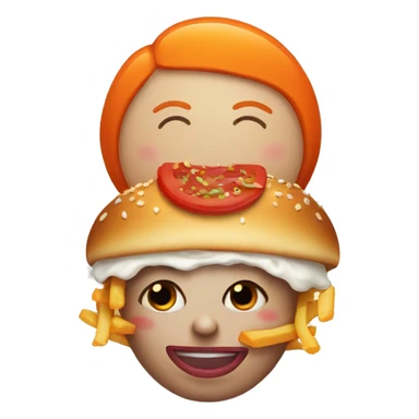 A pregnant clown with an orange side part haircut eating a big mac and fries  sticker