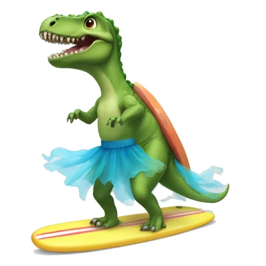 Dinosaur wearing tutu in surf board sticker